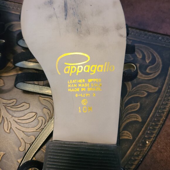 Pappagallo VTG Black Strappy Sandals Size 10M Leather Sandal Made in Brazil - Picture 7 of 7